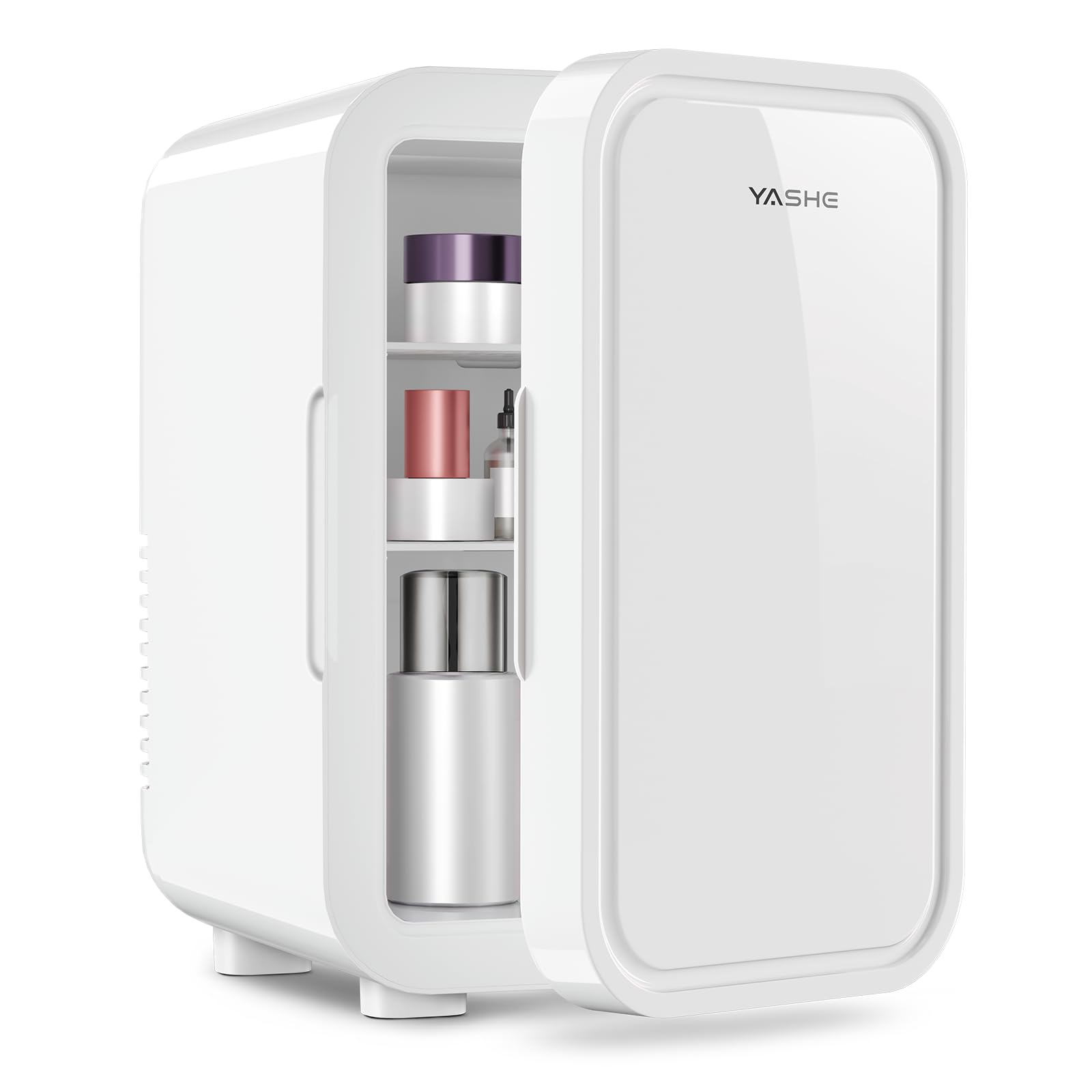YASHE Mini Fridge, 6 Liter/8 Can 110V AC/DC Portable Thermoelectric Cooler Refrigerators for Bedroom, Personal Skin Care Fridge 