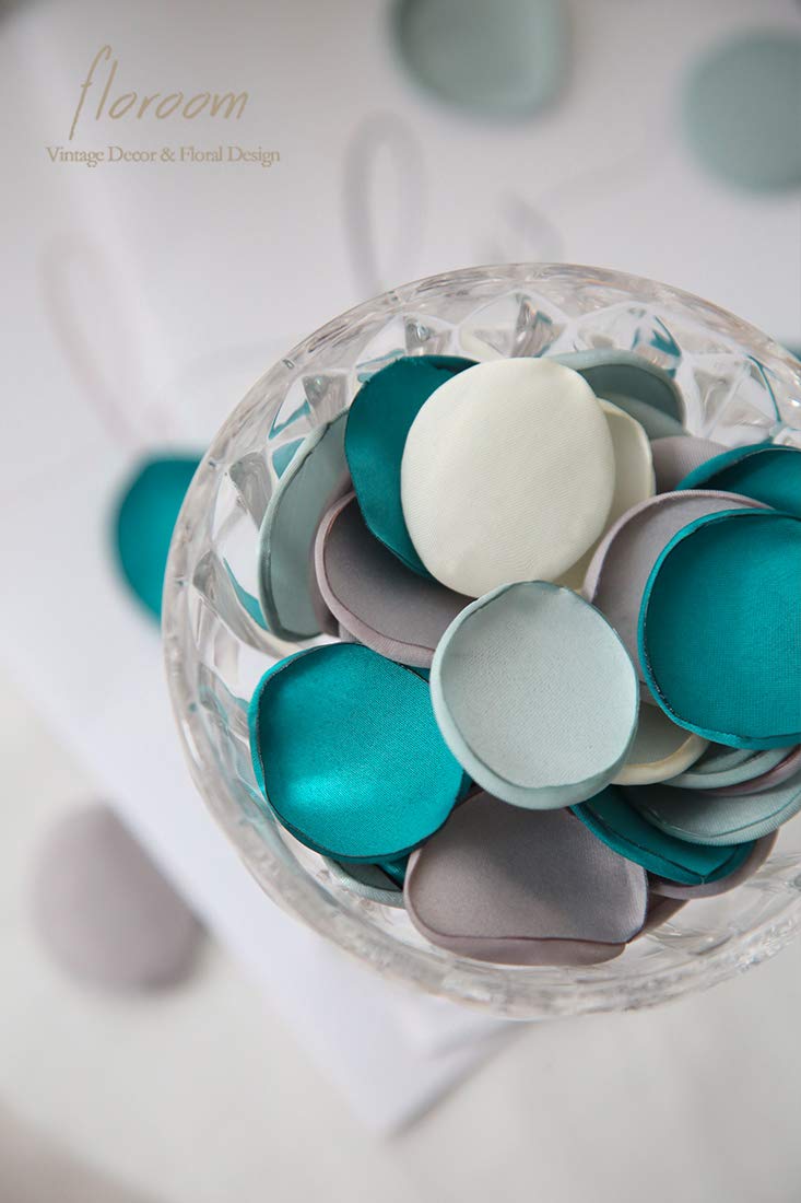 Floroom 300Pcs Rose Petals Teal Green Faux Silk Flower Petals For Wedding Flower Girl Basket Aisle Scatter Cake Table Centerpiec