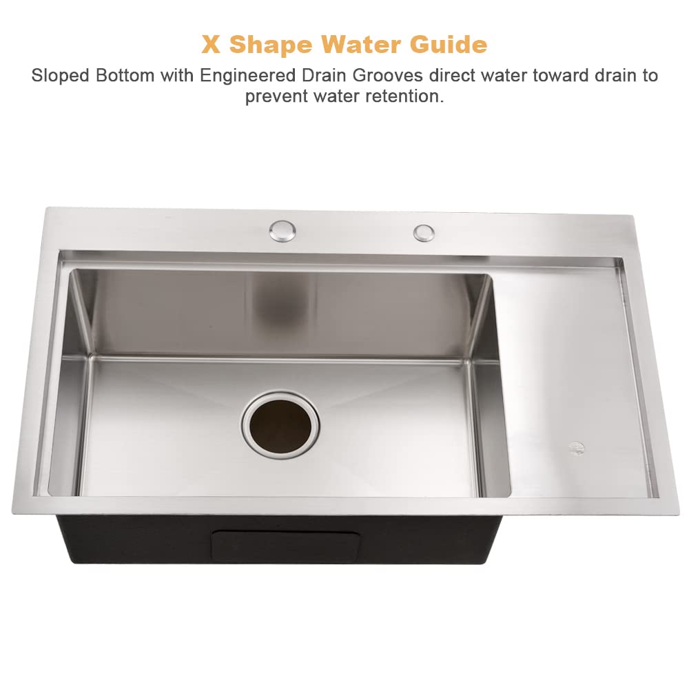 33X19 Drop In Kitchen Sink Workstation-Bokaiya 33 Inch Kitchen Sink With Glass Rinser Stainless Steel Drop In Workstation Sink 1