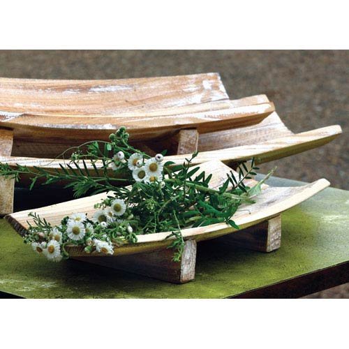 SET OF THREE RECTANGLE CURVED WOODEN BOWLS