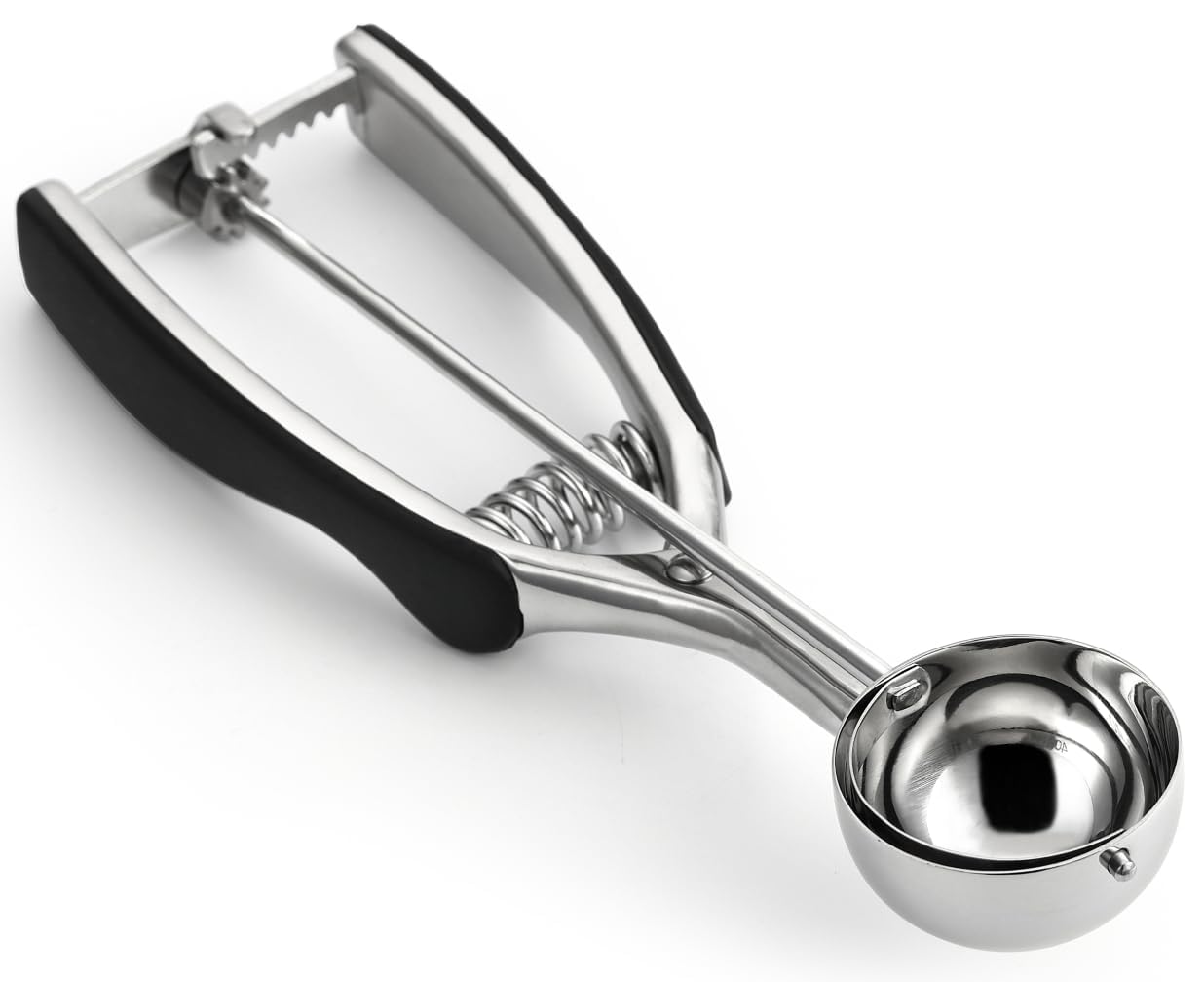 Spring Chef Medium Cookie Scoop - Stainless Steel, 1.7 Tbsp, Black, Professional Grade, Dishwasher Safe