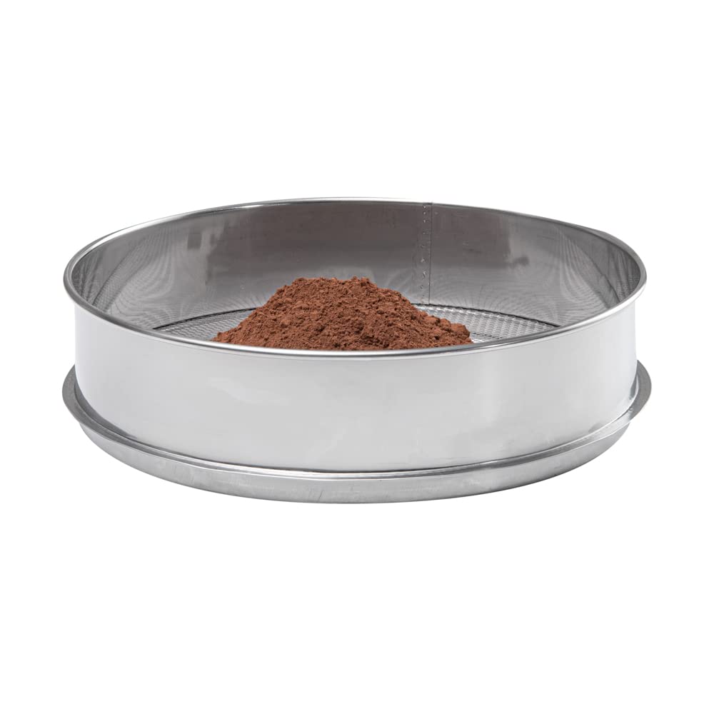 Restaurantware Met Lux 12 Inch Sifter Strainer 1 Durable Flour Sieve - Easy To Use 3Mm Holes Aluminum Extra Fine Mesh Strainer W