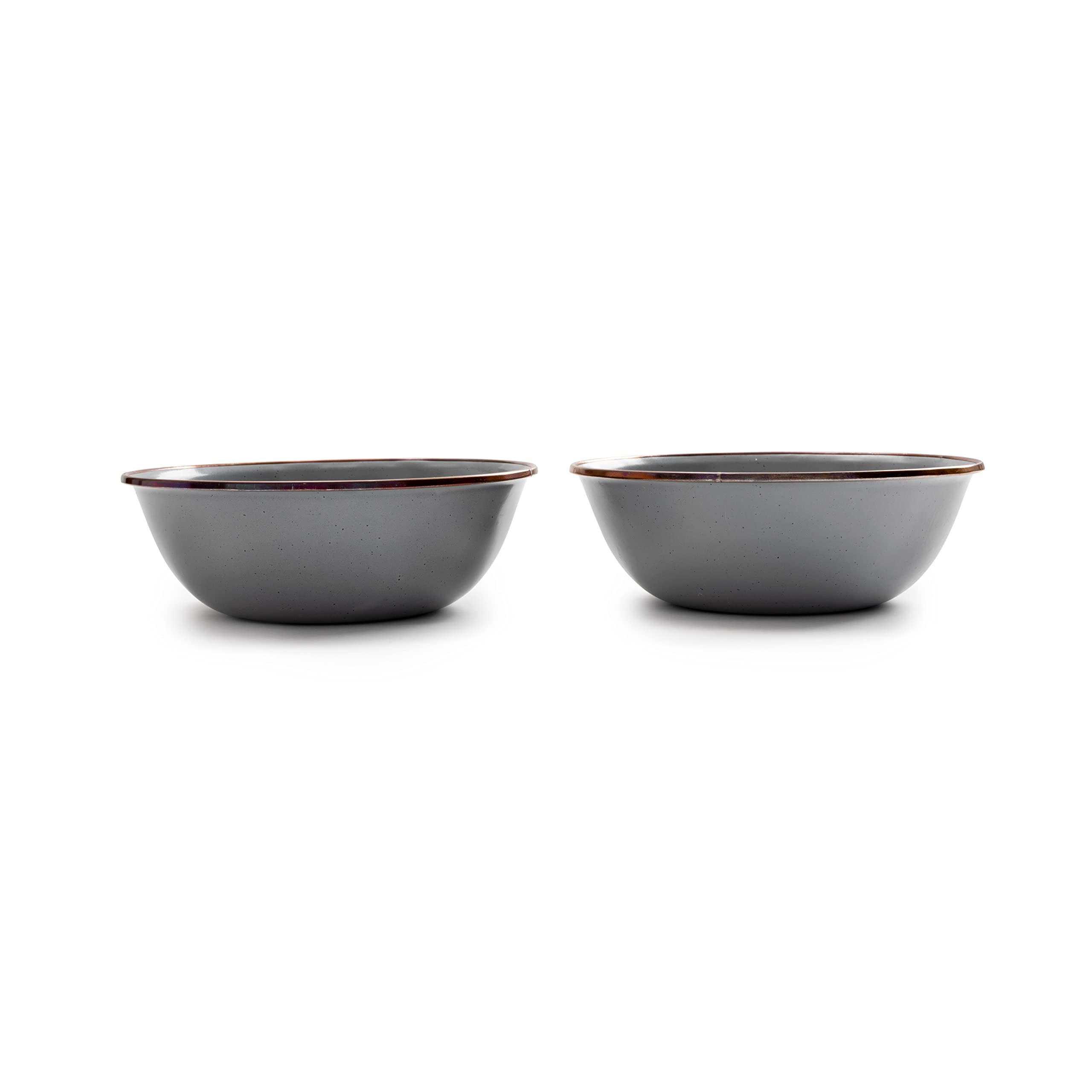 Barebones Enamel Bowl Set - Dish Set Of 2 Bowls - Enamelware Set For Camping And Everyday Use (Slate Gray)