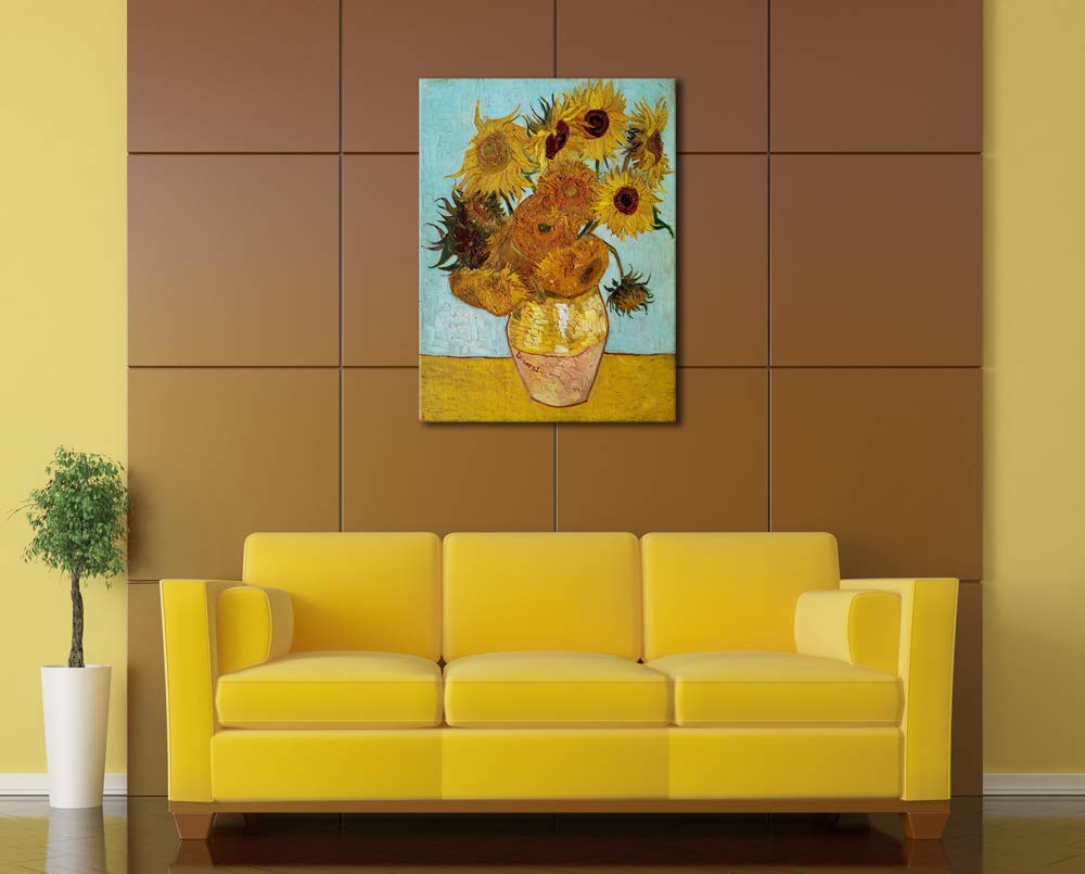 Wieco Art Sunflower Large Canvas Prints Wall Art By Vincent Van Gogh Oil Paintings Reproduction Modern Stretched And Framed Flor