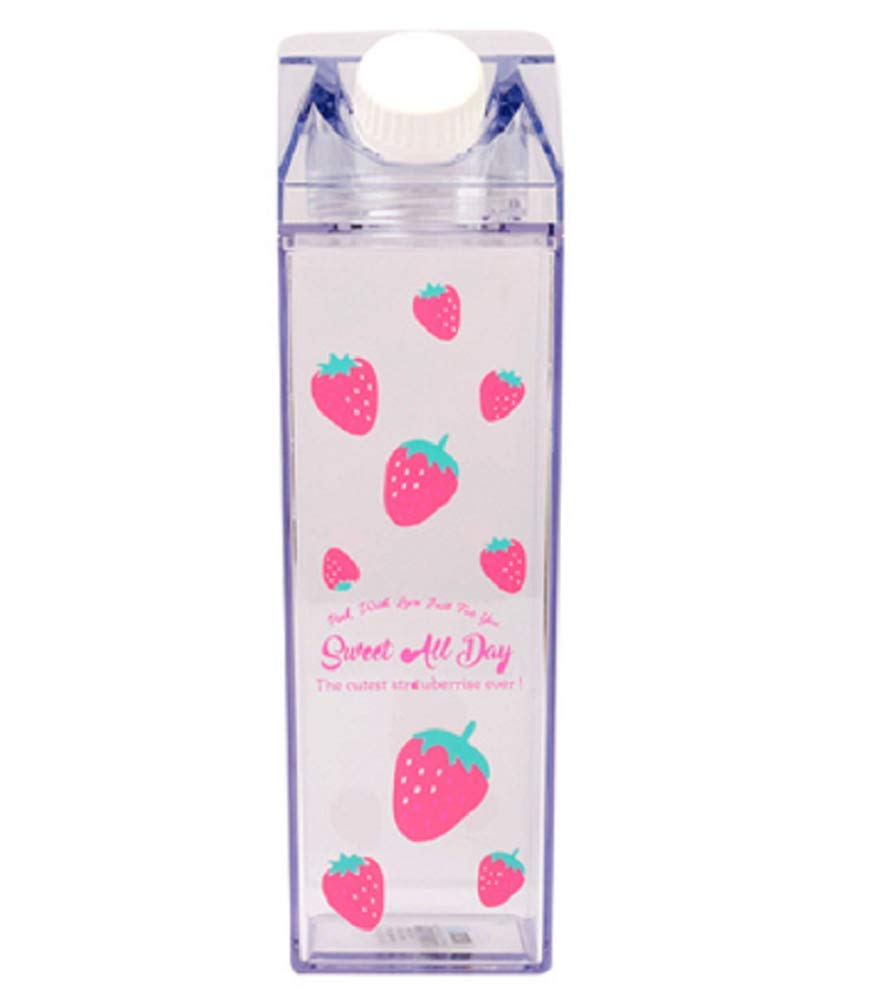 Milk Carton Water Bottle 17Oz (500Ml) Plastic Clear Square, No Bpa Leakproof Portable Reusable Milk Carton Shaped Juice Bottle P
