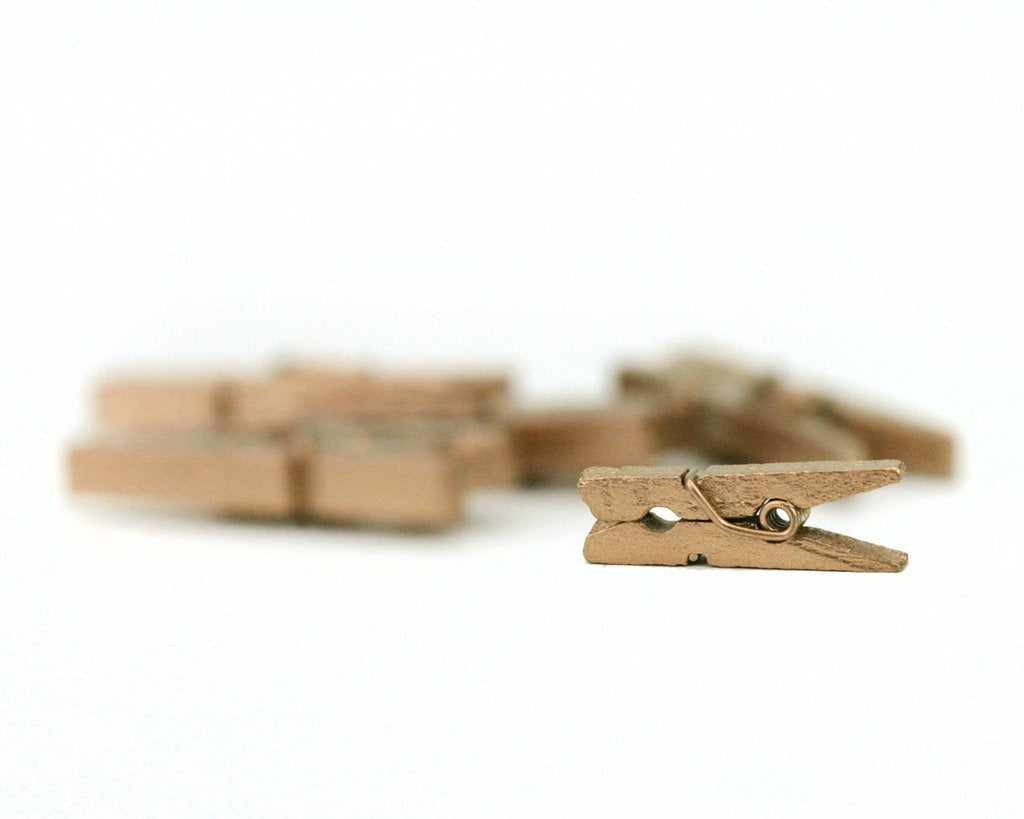 Lwr Crafts Wooden Mini Clothespins 200 Per Pack 1'' 2.5Cm (Golden)