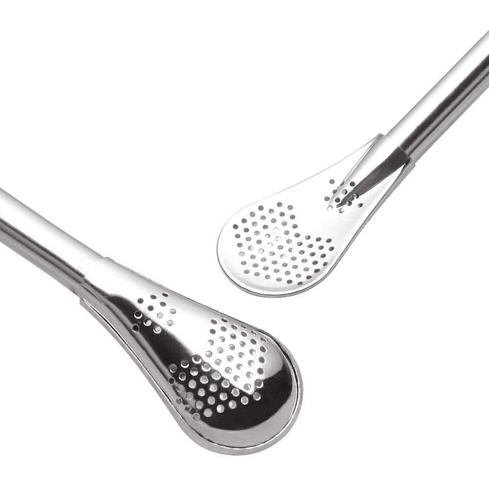 Gfdesign 8.3 Inches Long Yerba Mate Bombilla Gourd Drinking Filter Straws Soft Heatproof Silicone Tips Food-Grade 18/8 Stainless