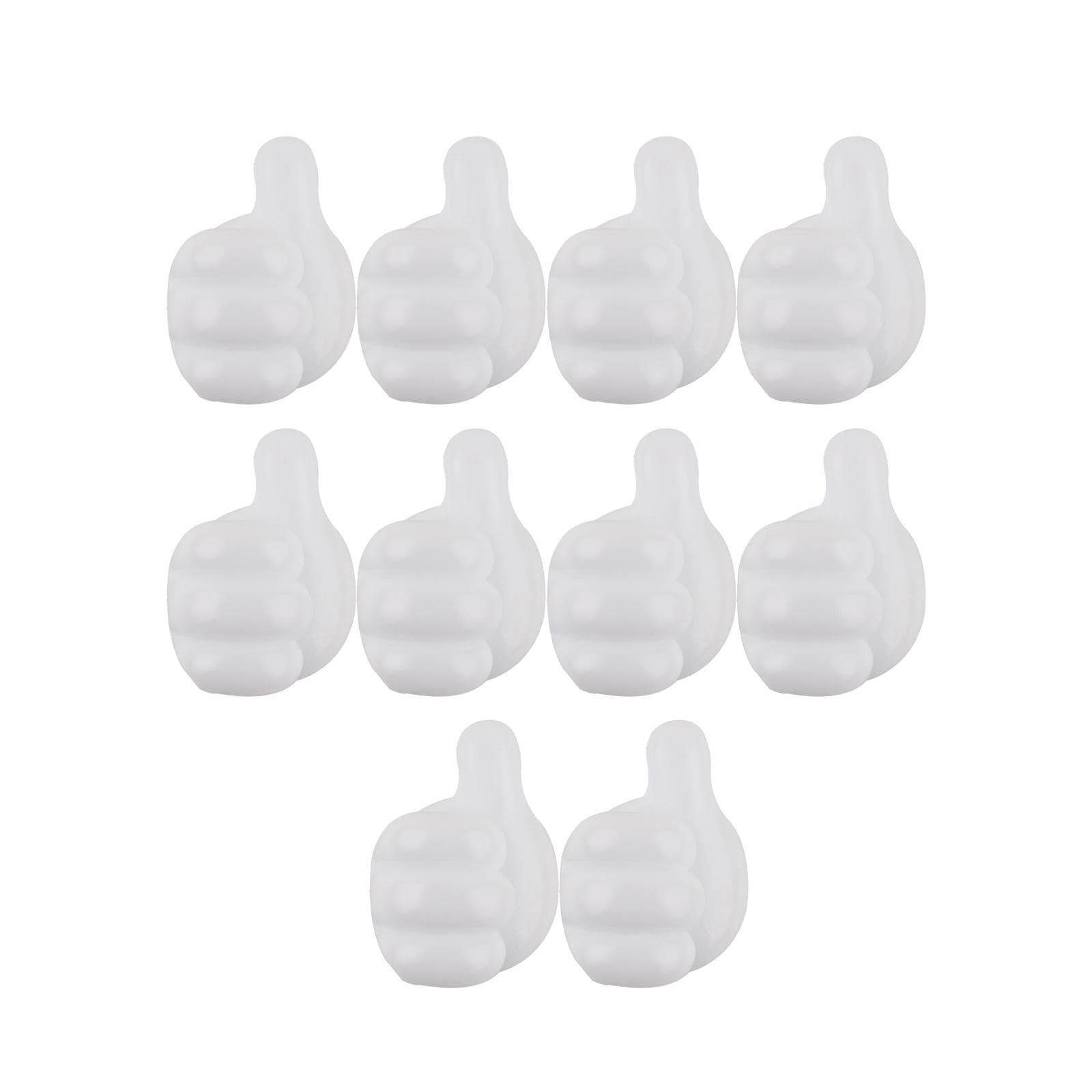 Ecomistiq 10Pcs Thumb Wall Hooks Cable Clip Earphones Cords Holder For Home Office White| Racks|Living Room Furniture|Furniture|