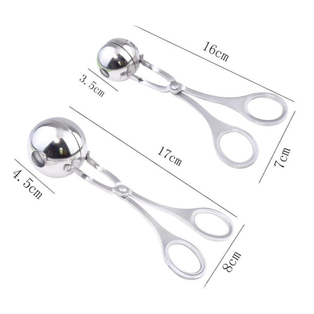 2 PCS None-Stick Meat Ballers  Stainless Steel Meat Baller Tongs  Cake Pop Meatball Maker Ice Tongs  Cookie Dough Scoop for Kitchen. (1.38'' and 1.78'')