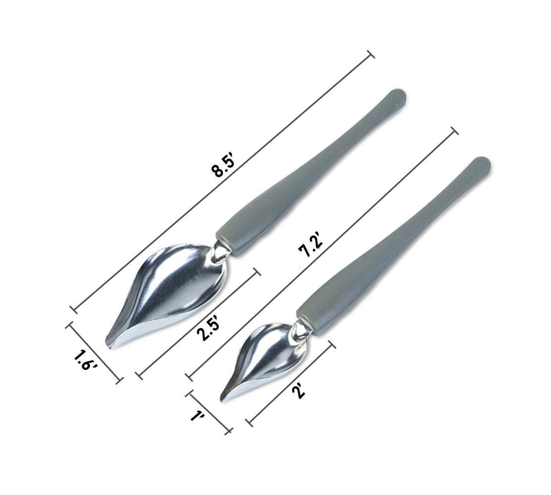 Professional Small Precision Culinary Drawing Decorating Spoons Set,2 Pcs Multi-Use Stainless Steel Chef Culinary Drawing Spoons