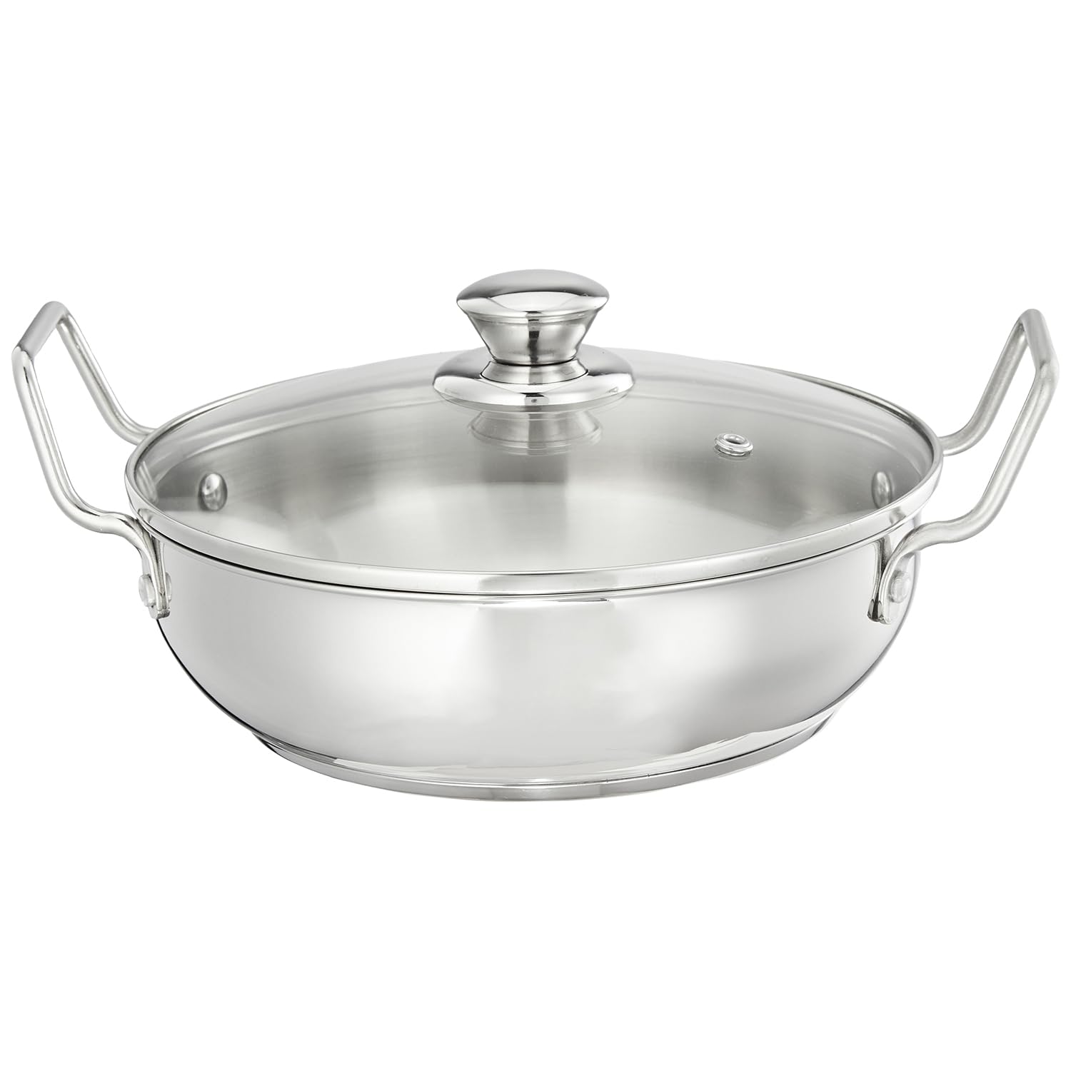 Amazon Brand - Solimo Cookware Karahi/Wok (1.5L) | Food-Grade Stainless Steel | Even Heat Distribution | 1 Yr Warranty | Inducti