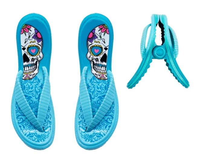 Performore Flip Flop Beach Towel Clips (Blue), Set Of 2, Portable Towel Holder Clips, Secure Clips For Beach Chairs Deck Patio P