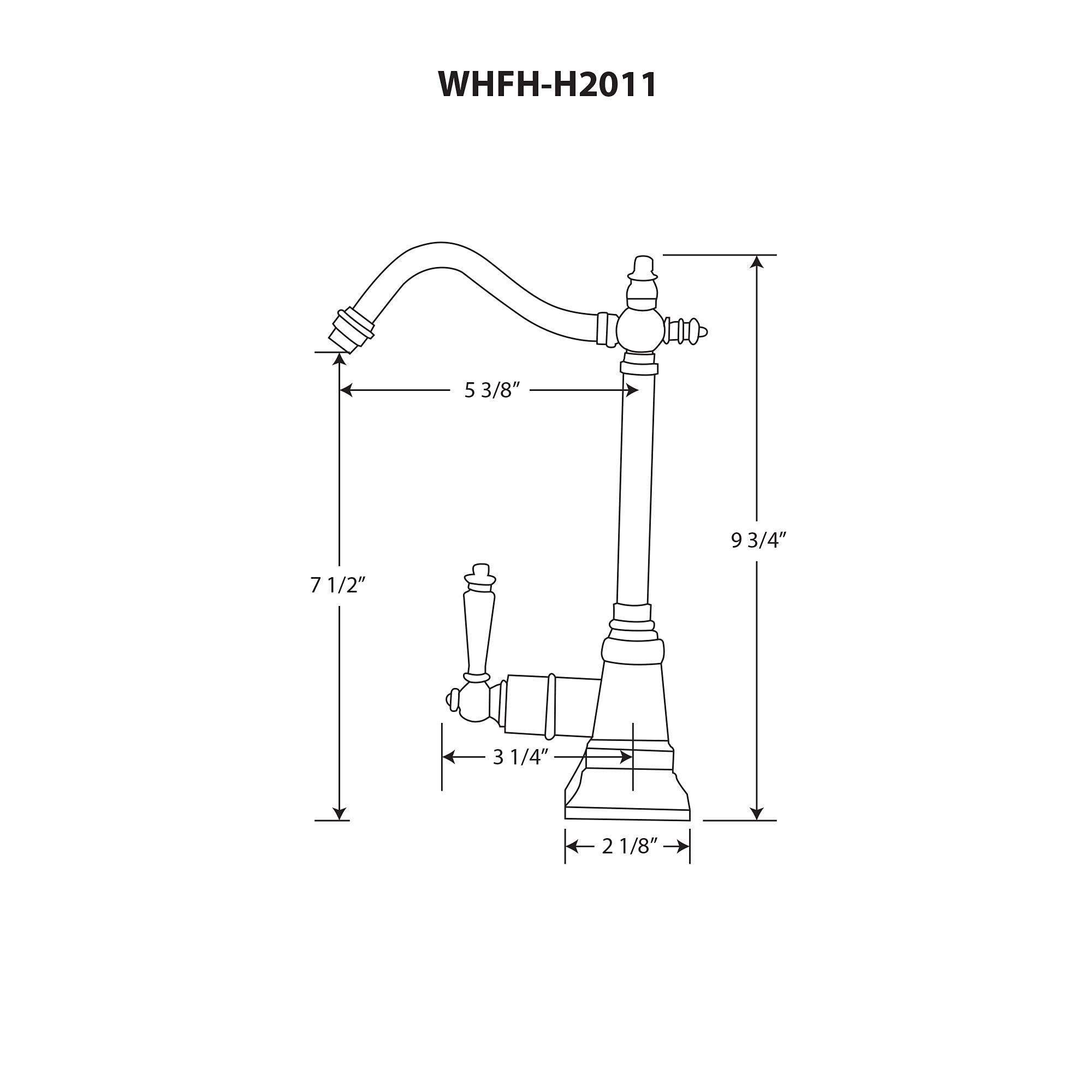 Whitehaus Collection Whfh-H2011-C Forever Hot Point Of Use Instant Water Faucet With Traditional Spout And Self Closing Handle,