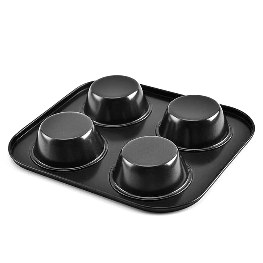 Hoshen Cake Pan, Oven 4 Cup Cake Muffin Cup Baking Pan, Carbon Steel Muffin Pan Fda Nonstick Coated Safe, Cake Pan Easy Clean (B