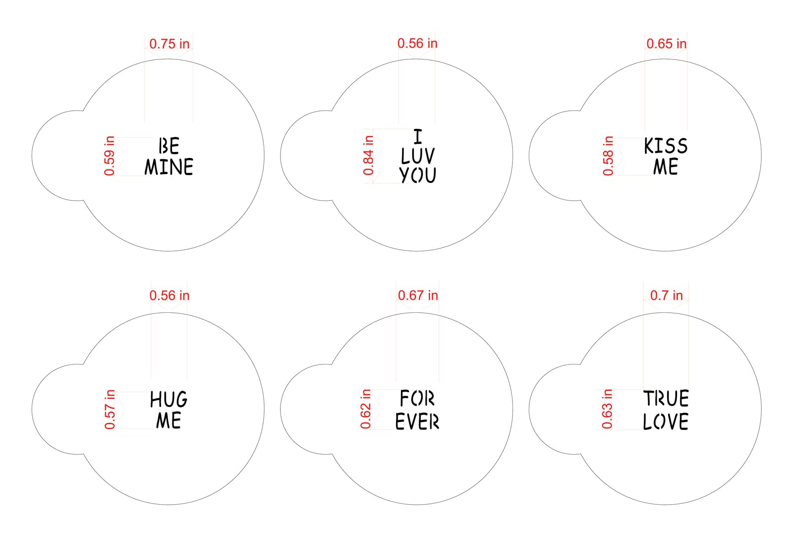 Designer Stencils Candy Heart Sayings Cookie Stencils, Small, Beige/Semi-Transparent
