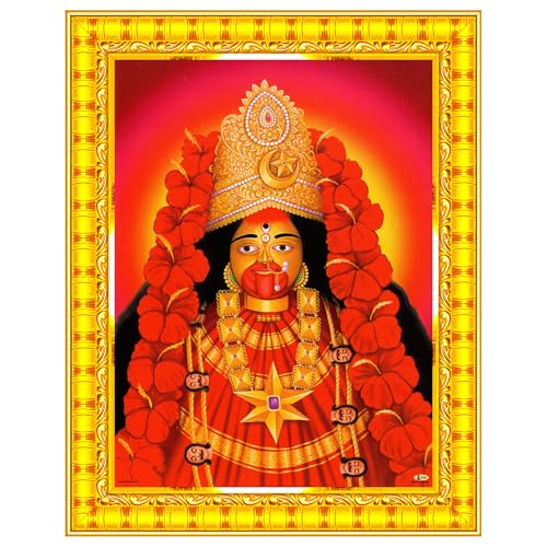 Pavan Photo Laminations Tara Maa Mata Ji Maha Kali Kalika Devi Wall Painting Framed Home Decor (Wood,Matte,Gold,Small Size,6 x 8