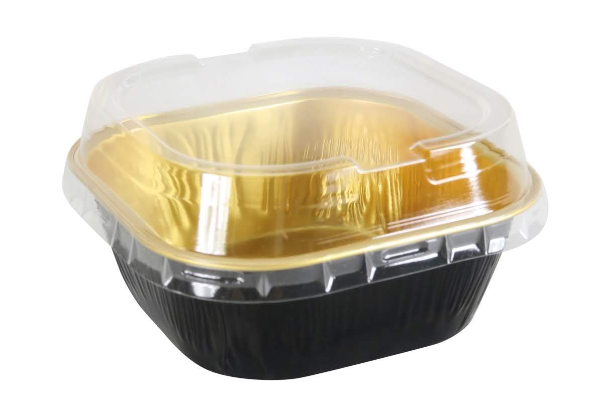 Kitchendance Disposable Dessert Pan Set With Lids - 4X4'' Square Cake Baking Pan For Hotels, Restaurants, Heavy Duty Aluminum Fo