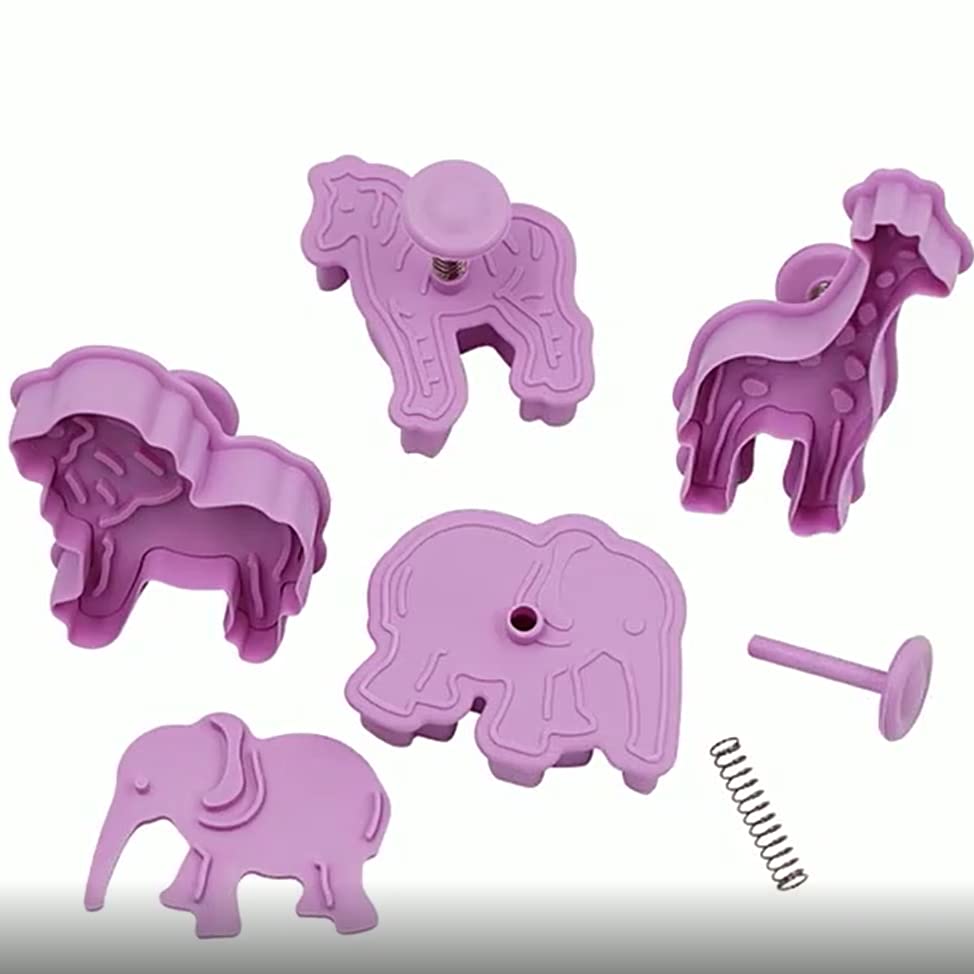 Nentment 4 Pack 3D Animal Cookie Cutters Fondant Biscuit Mould Cake Molds Sugarcraft Cake Decoration Baking Pastry Tools Cracker