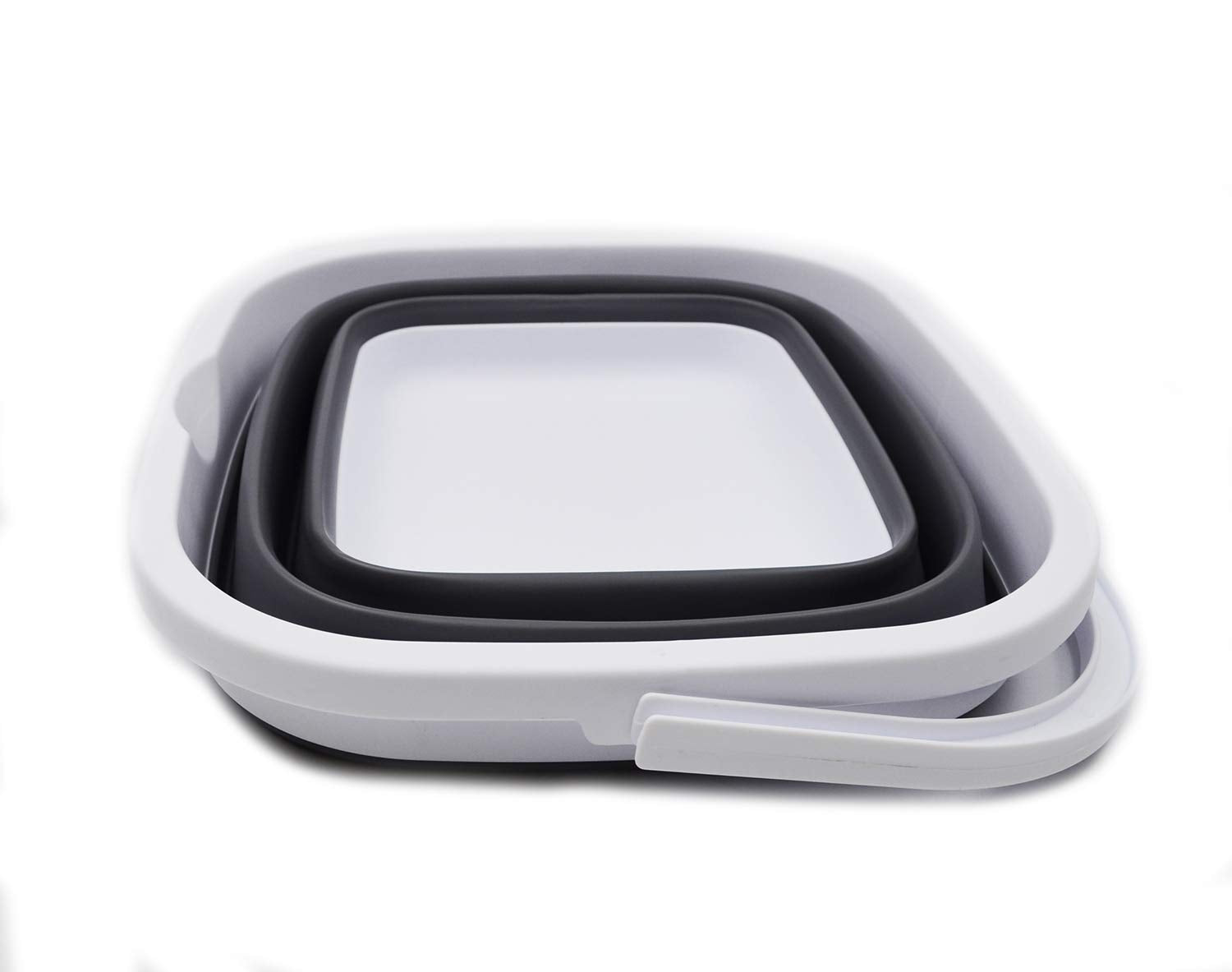 SAMMART 11L (2.9 Gallon) Collapsible Rectangular Handy Basket/Bucket (1  White/Grey)