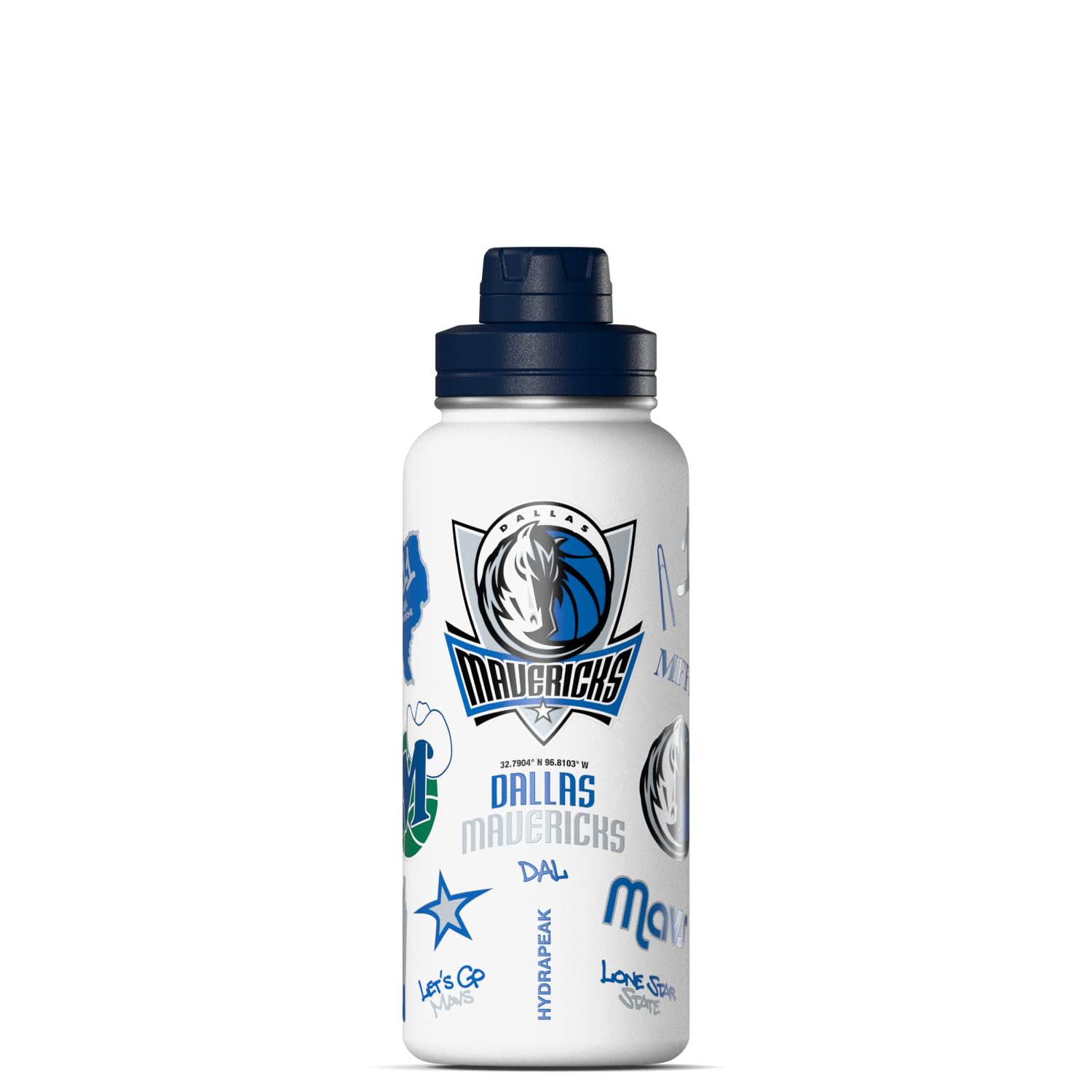 Hydrapeak x NBA Officially Licensed Dallas Mavericks 32 oz Active Water Bottle with Chug Lid Reusable Stainless Steel Double Wal
