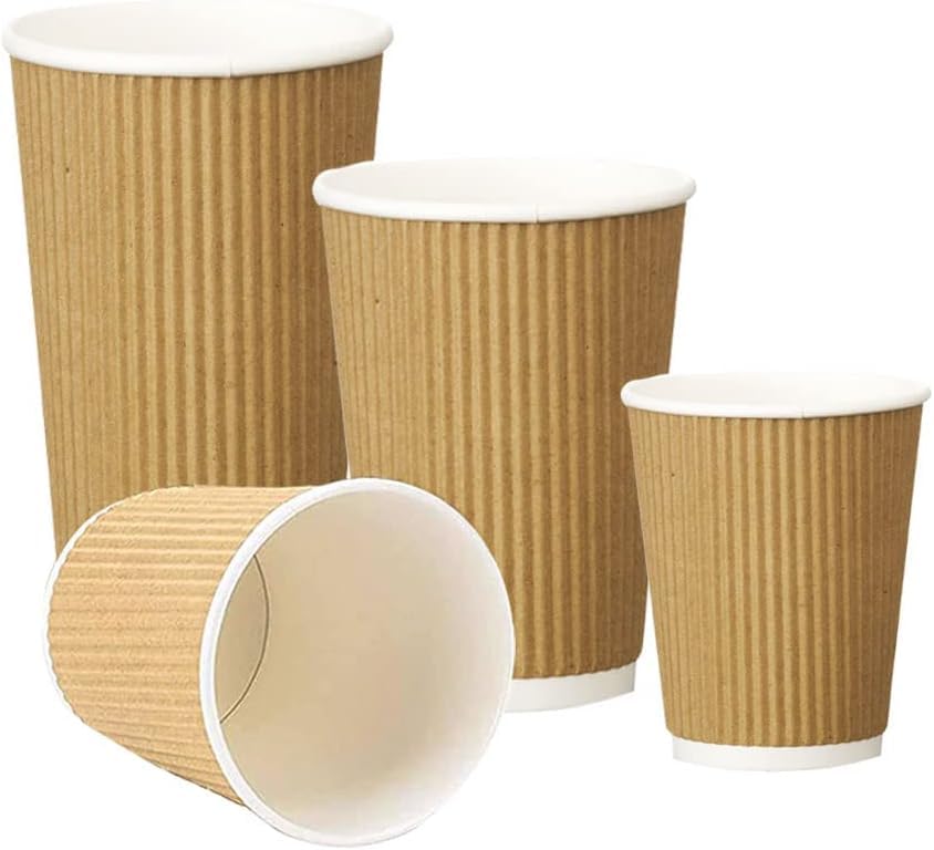 Swastha Hygiene Disposable Ripple Paper Cup For Hot Coffee/Drinks For Party (200 Ml, Brown) Pack Of 50