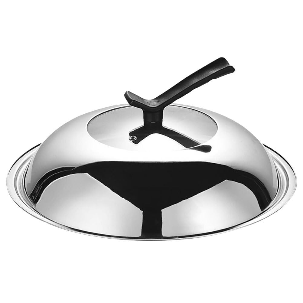 BESTonZON 13.18 Inch Universal Pot Lid Visual Wok Cover with Transparent Tempered Glass Dome SpillResistant Pan Lid for Pots an