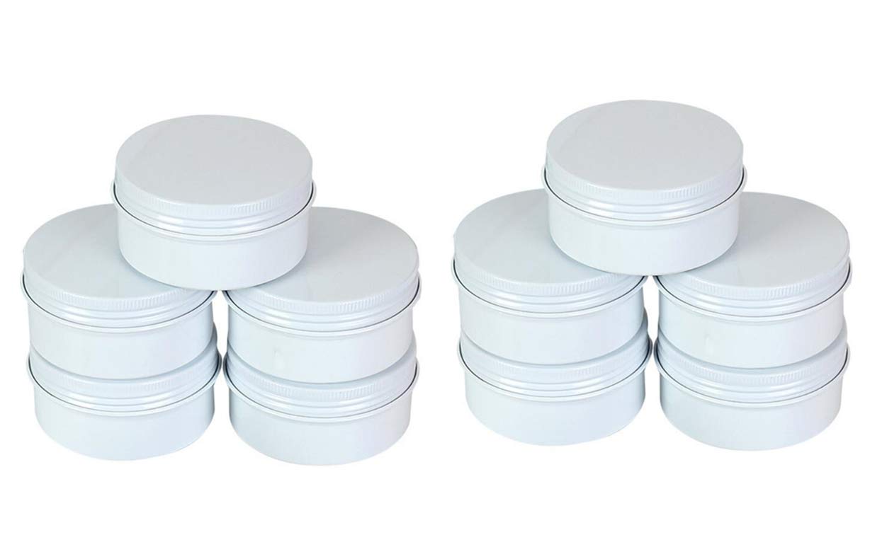 3Oz/90Ml White Aluminum Tin Jar With Screw Lid 3Oz. Containers With Lids 3 Ounce Metal Steel Tin Cosmetic Sample Containers For