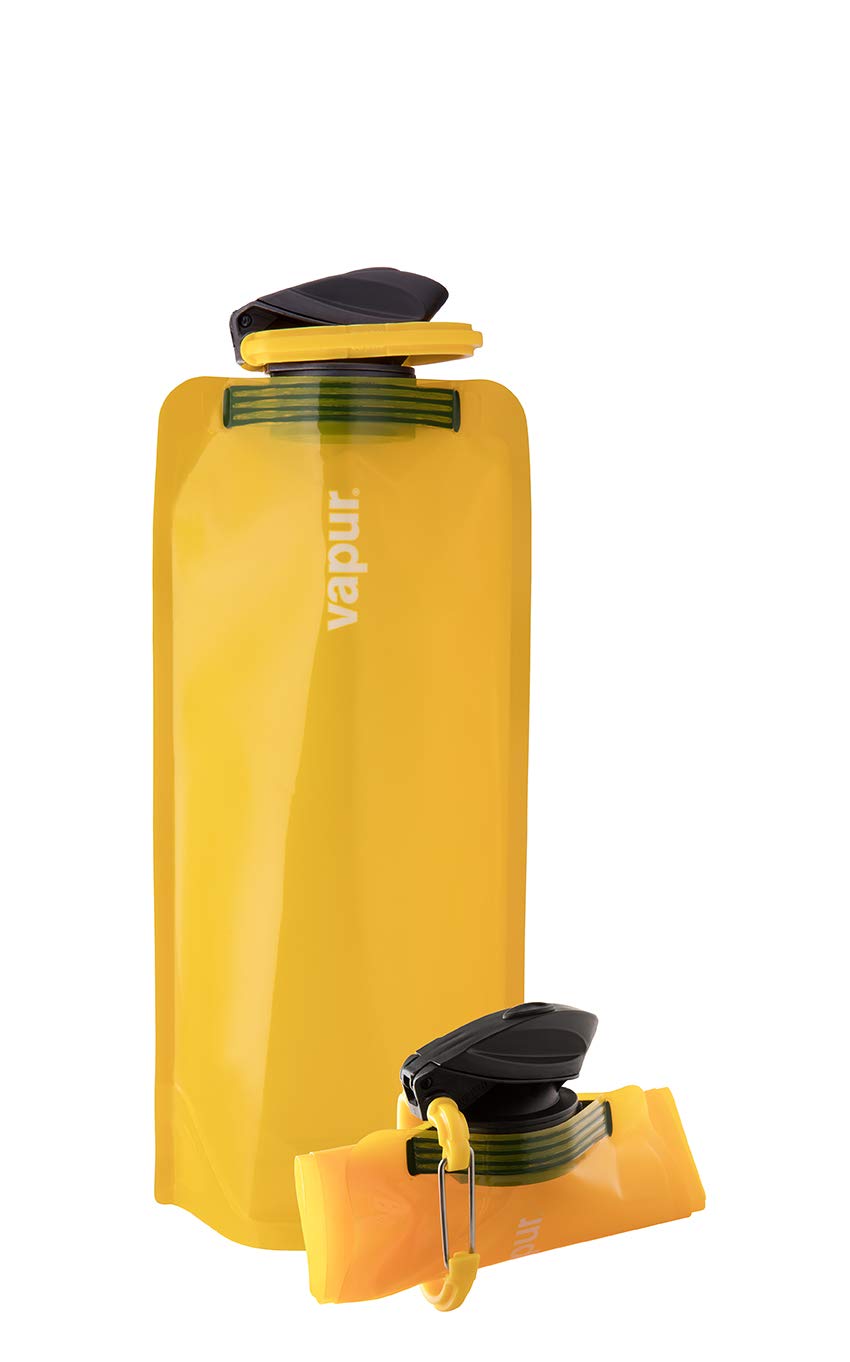 Vapur Flexible  Collapsible Wide Mouth Anti-Bottle with Detachable Carabiner  23 Ounce  Marigold  Pack of 1
