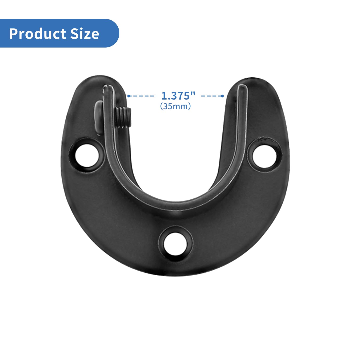 Rise Age Stainless Steel Closet Rod Bracket, 1-3/8 Inch Diameter Closet Rod Holder 2 Pcs, Heavy Duty Curtain Rod Holder, Black C