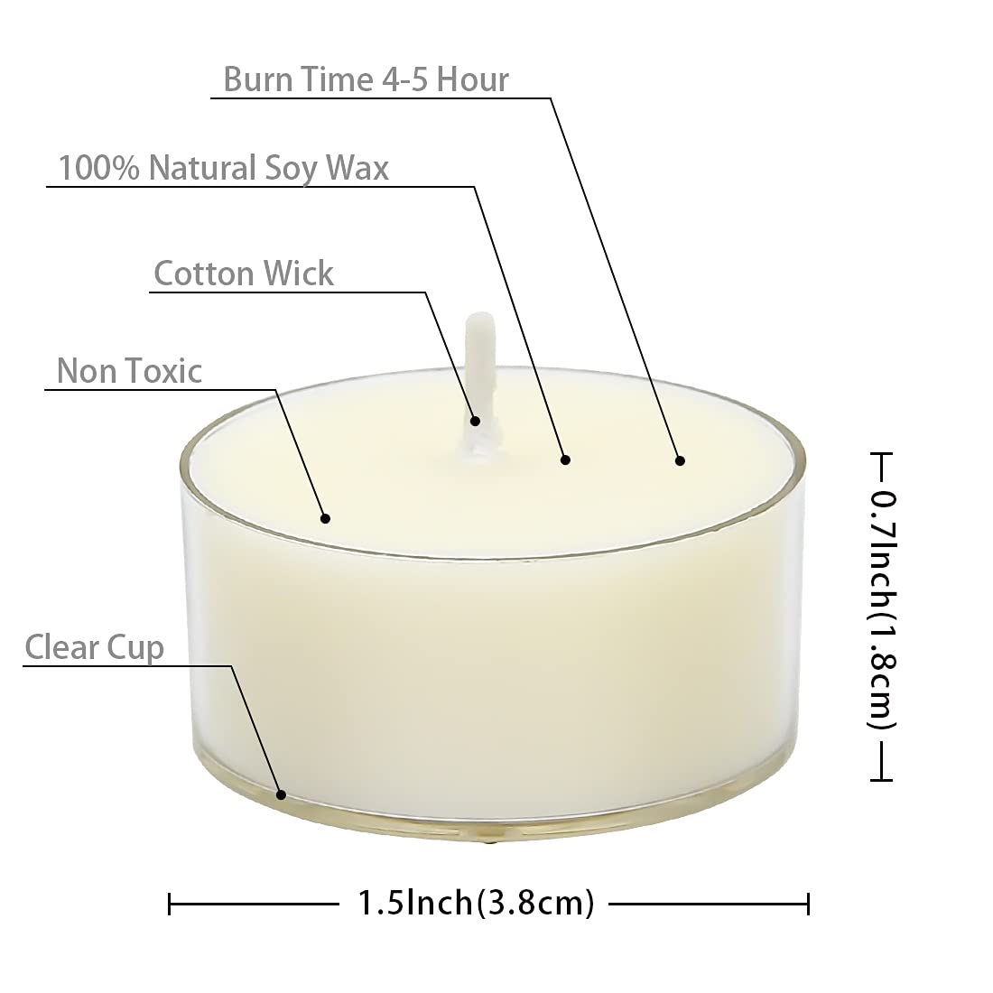 DEYBBY Scented Soy Tealights, Aromatherapy Soy Wax Candle Bulk|Clear Cup|12 Counts|Long Lasting|4 Hour Burn Time|Jasmine|for for