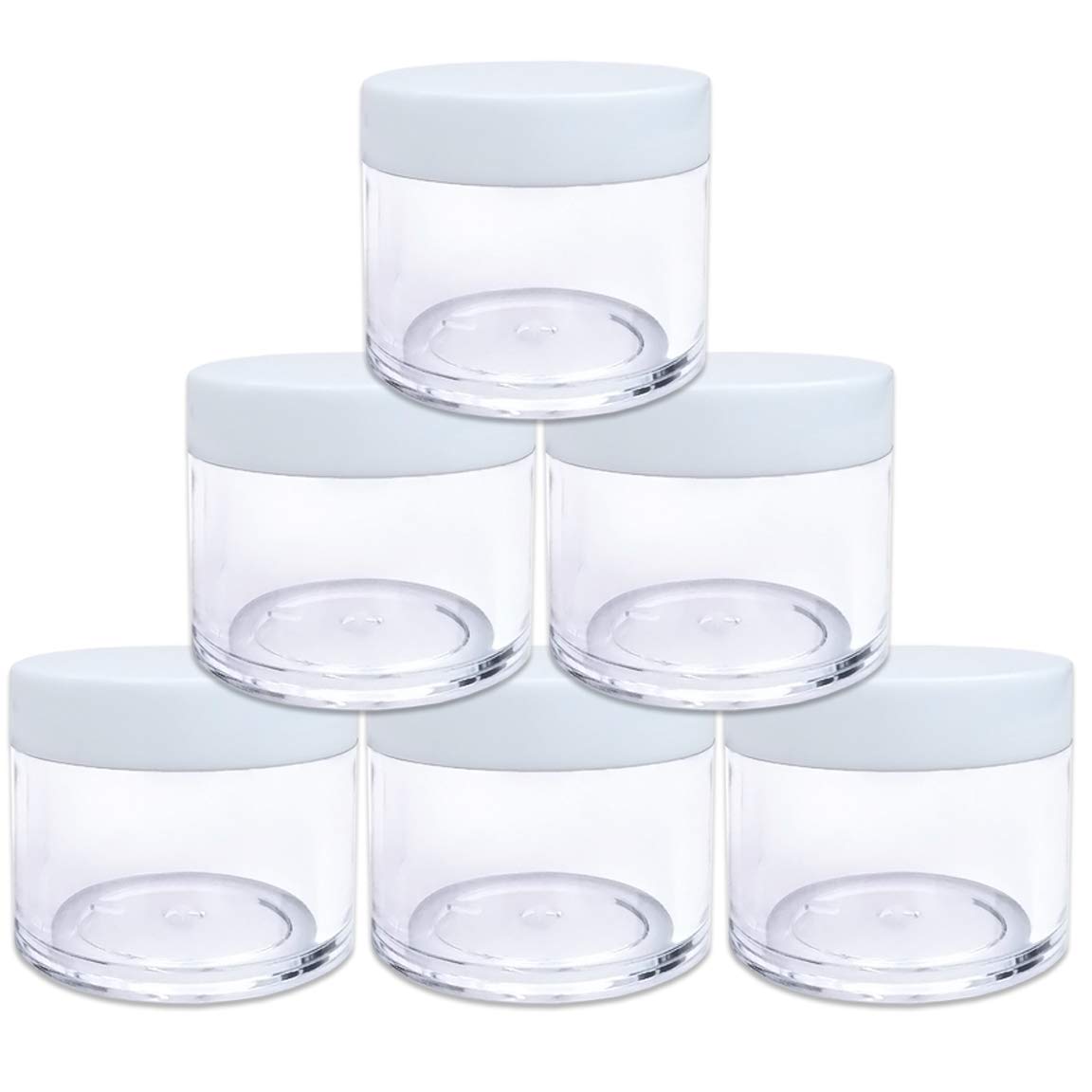 (Quantity: 6 Pieces) Beauticom Premium 30G/30Ml (1 Oz) Round Clear Jars With White Flat Top Lids For Beads, Gems, Glitter, Charm