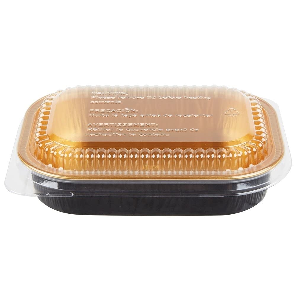 Durable Packaging Mini Black & Gold Side Dish Pan with Dome Lids, 6-1/4 x 4-3/8 x 1-3/4 (Pack of 100)