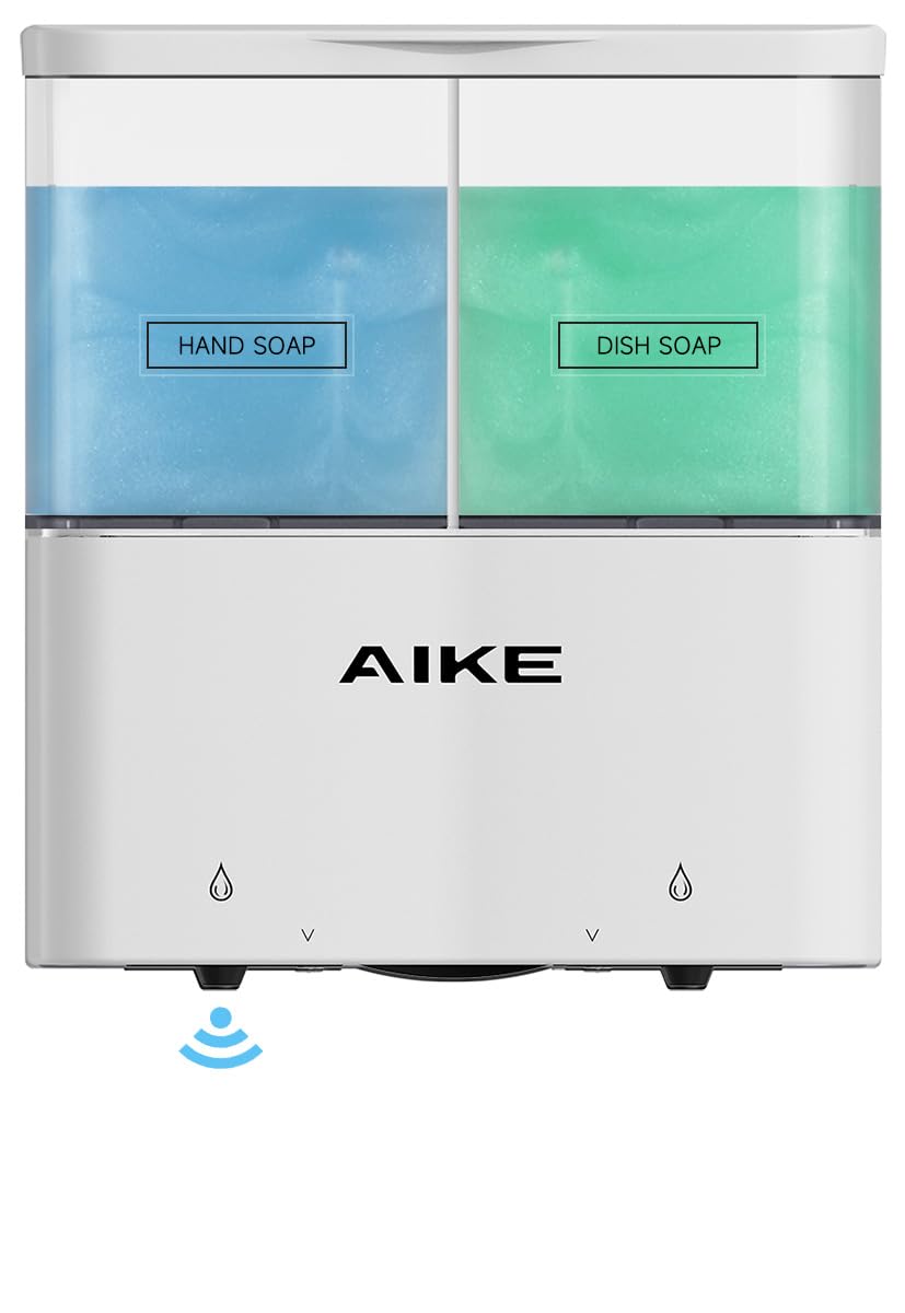 Aike Double Automatic Soap And Shower Dispenser Wall Mount 2 Chambers Dispenser Ipx7 Waterproof 2 X 17 Fl Oz. White