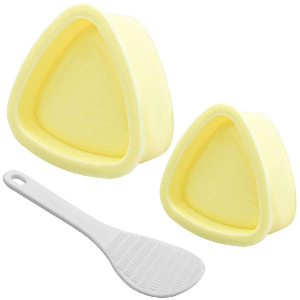 Yuntop 2 Pack Triangle Sushi Maker & 1 Pack White Rice Paddle Triangle Onigiri Rice Ball Mold Kit For Japanese Home Diy Children