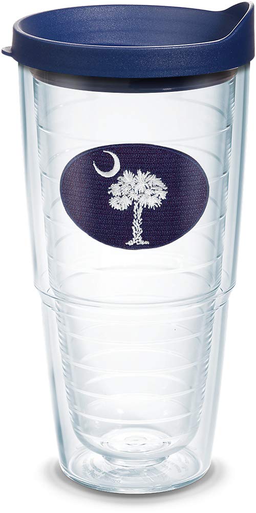 Tervis South Carolina Flag Made in USA Double Walled Insulated Tumbler Travel Cup Keeps Drinks Cold & Hot, 24oz, Navy and White