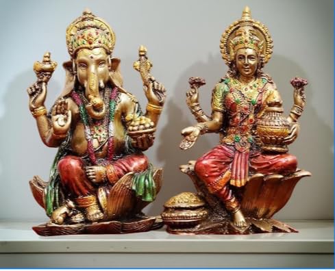A&S Ventures Laxmi Ganesh Murti, Big Laxmi Ganesh Statue Polyresin Laxmi Ganesh For Diwali Poojan Home Tample Mandir Pooja Ghar