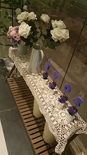 Laivigo Handmade Crochet Lace Table Cloth Doilies Doily,Rectangle,16 X 35 Inch,Beige