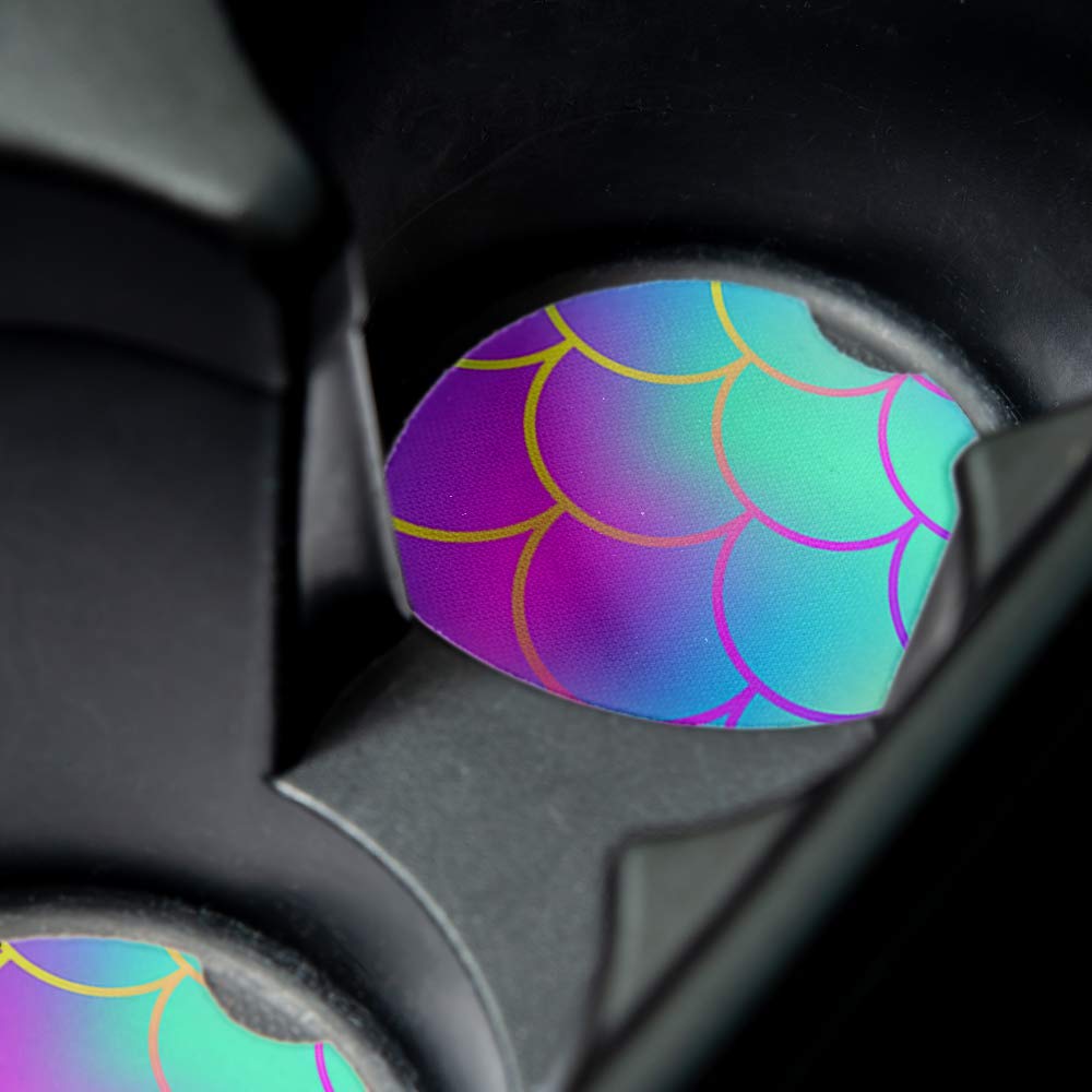 Blue Pink Ombre Mermaid Scales Car Coasters For Drinks Set Of 2 - Perfect Car Accessories. Coaster Measures 2.56 Inches With Rub