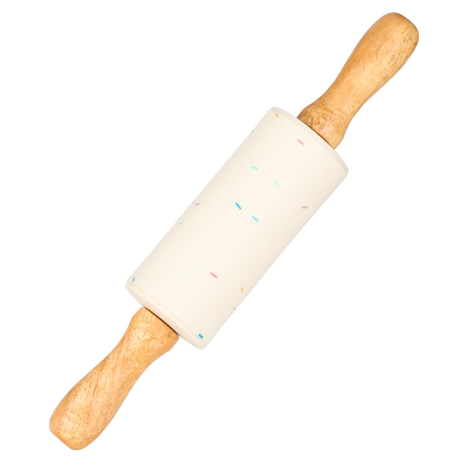 Honglida Mini Silicone Rolling Pin for Kids, Non-stick Surface Wood Handle, 9 Inch 1 Pack White Candy Granules
