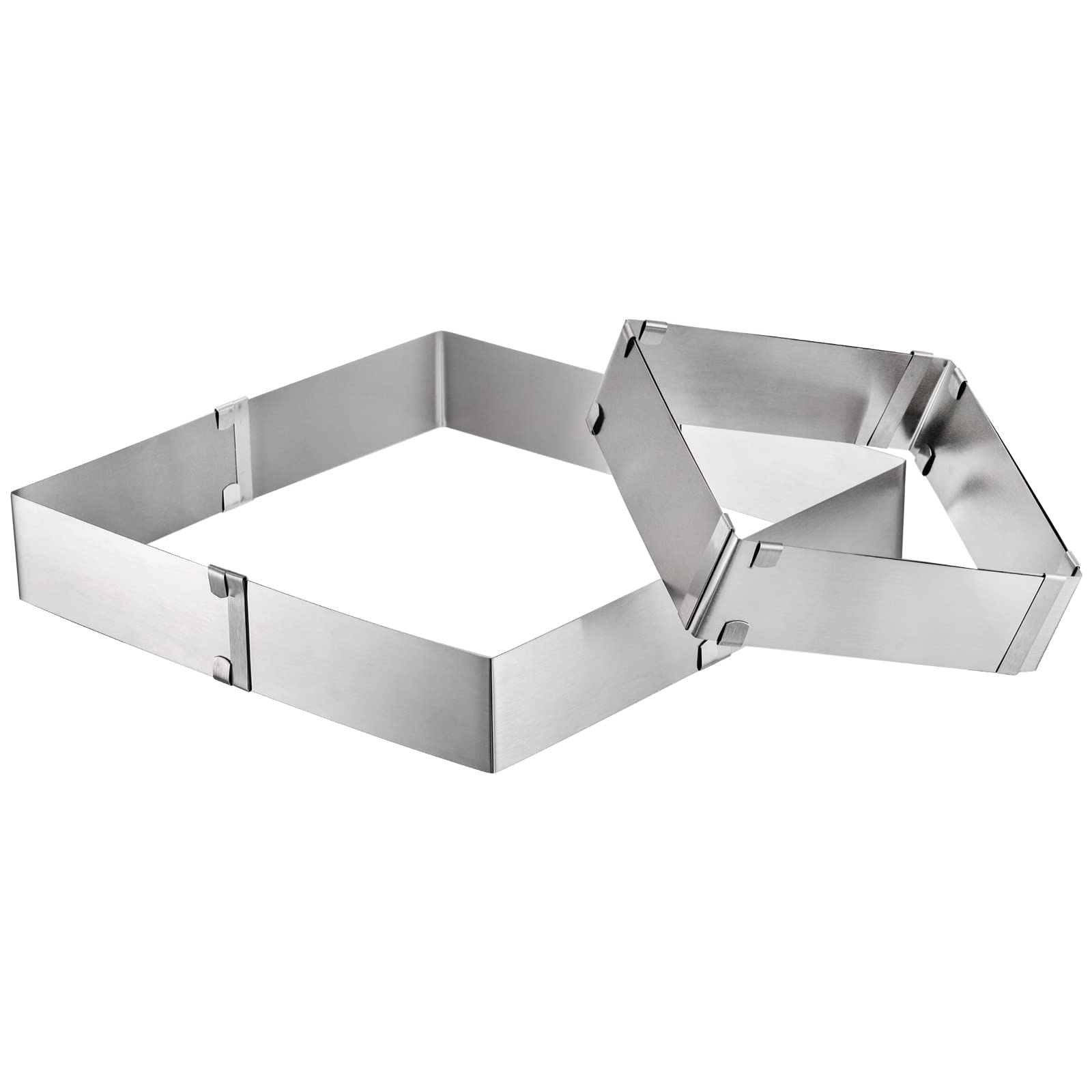 Youeon 4 Pack Square Cake Molds Ring Adjustable From 6'' To 11'', Stainless Steel Mousse Cake Ring, Baking Molds, Pastry Making
