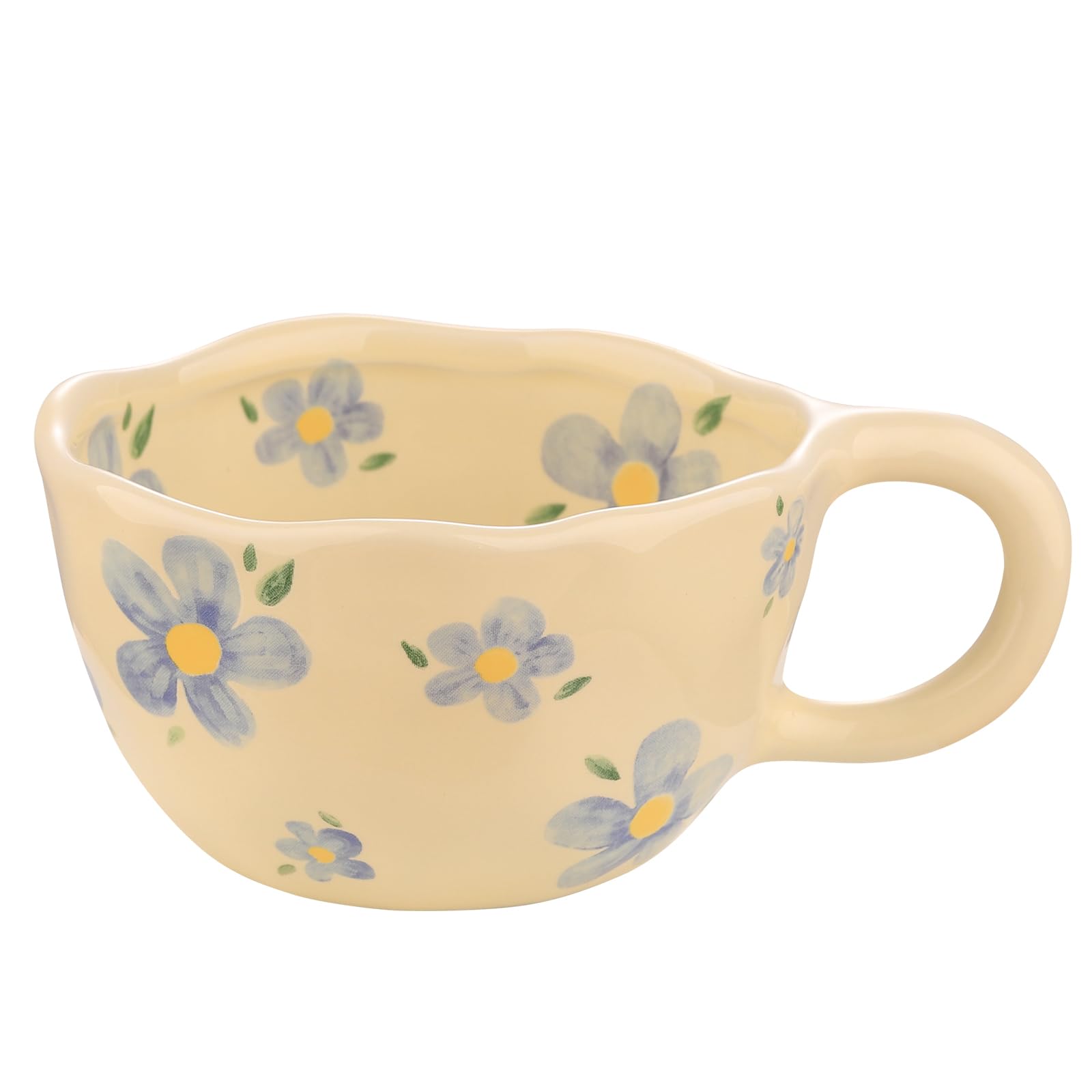 VanEnjoy Ceramic Cup, Cute Coffee Mug, Strawberry Mug, Aesthetic Coffee Mug, Retro Flower Mug, Ceramic Tea, 10oz/300ml for Tea C