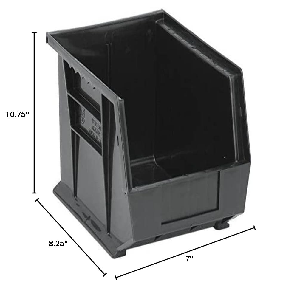 Bin, Stacking Or Hanging, Conductive, 8-1/4W X 10-3/4D X 7H, Front/Back/Side Grips, Anti-Slide Lock, (1) Divider Slot, Rear Hang