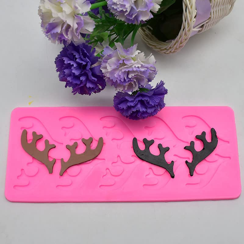 Cestony 2Pcs Antlers Shape Silicone Fondant Molds For Diy Cake Fondant Biscuit Cookies Sugar Pudding Chocolate Hard Candies Dess