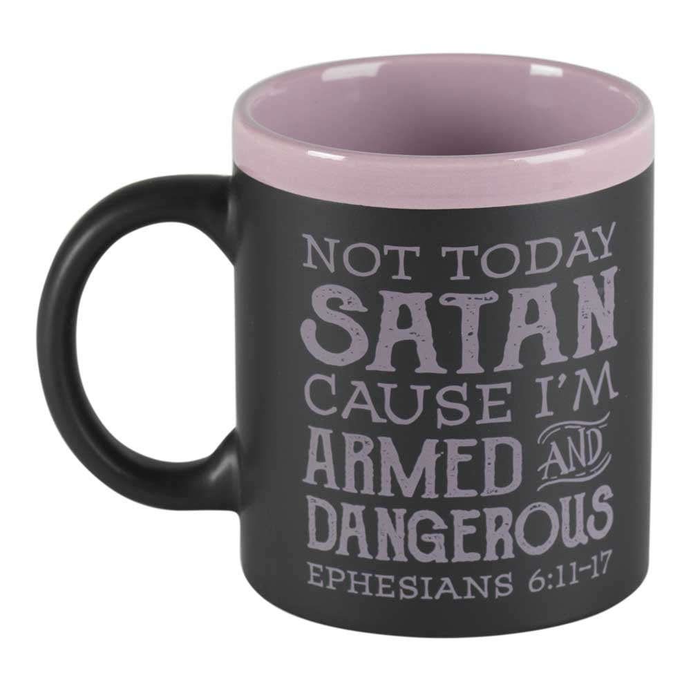 Dicksons Not Today Satan, Im Armed Black with Lavender 11 Ounce Ceramic Coffee Mug