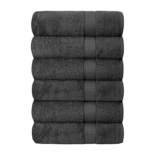 Quba Linen Hotel & Spa 100% Cotton Bath Towels Set Of 6-24X48 Inch Ultra Soft Highly Absorbent Daily Usage Ideal For Shower, Poo