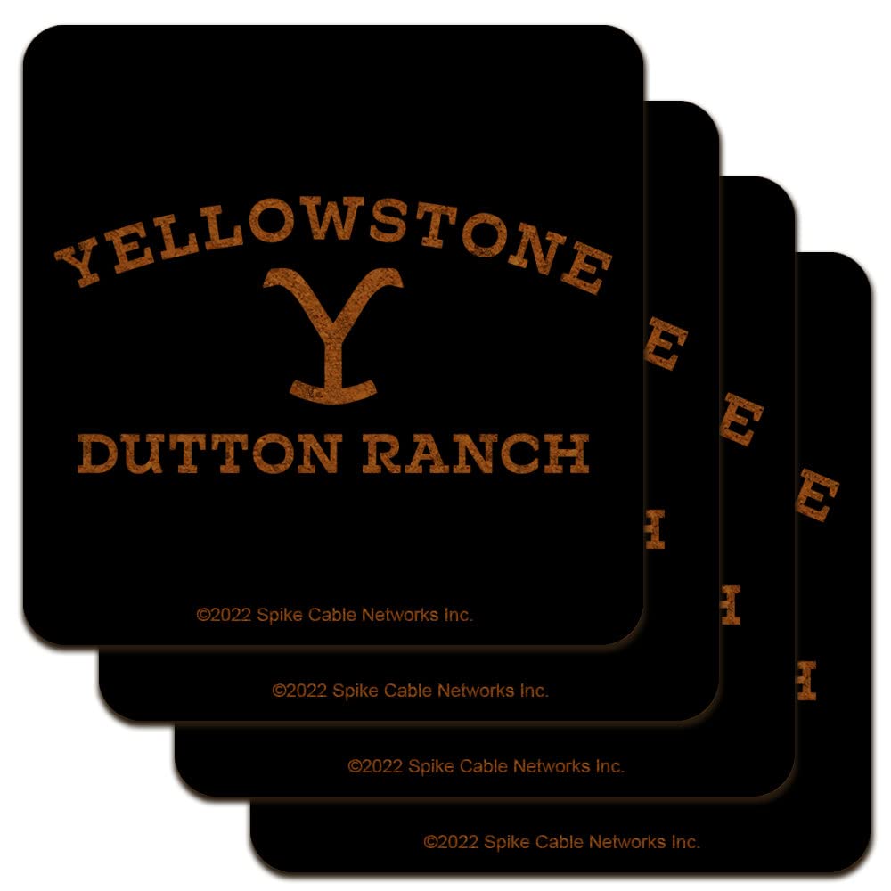 Yellowstone Tv Show Dutton Ranch Low Profile Novelty Cork Coaster Set