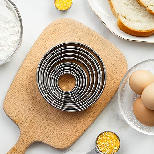 Beyond 280 Beyond 280 Round Stainless Steel Cookie Cutters,10-Piece Circle Big To Small For Round Cookies, Cake Decor, Fondant,