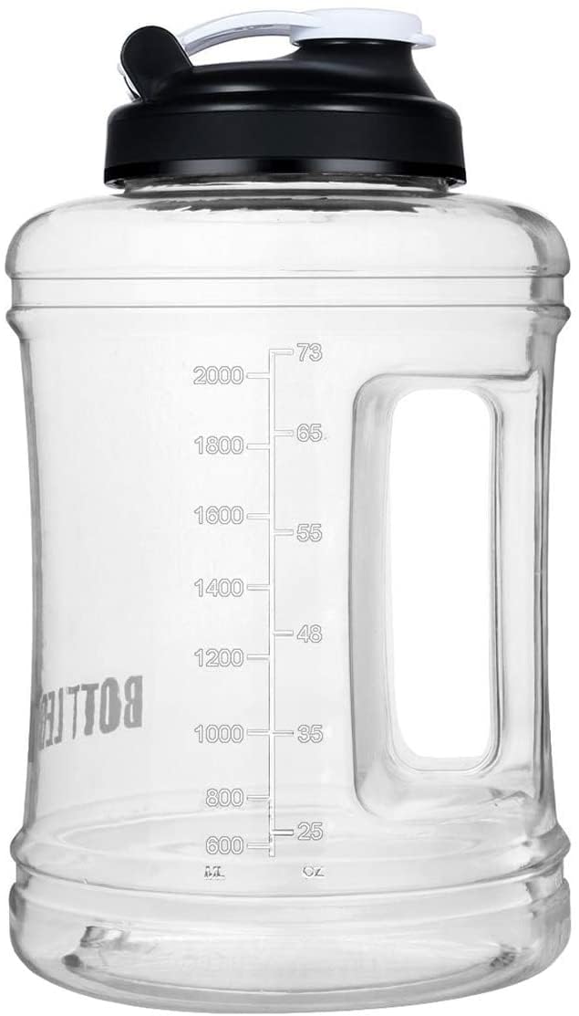 VENNERLI Half Gallon Water Jug 2 Liters Large Sports Water Bottle with Handle Reusable BPA-Free 64 OZ Plastic Gallon Water Jug Wide Mouth for Home Drinking Outdoor Gym Hiking Fitness