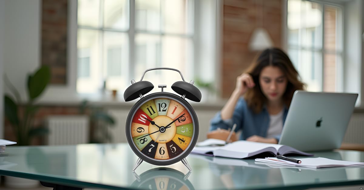 Aerys Vintage Twin Bell Alarm Clock, Analog Display, Night Led Light, Extra Loud Heavy Ringer, Table Clock For Students And Kids