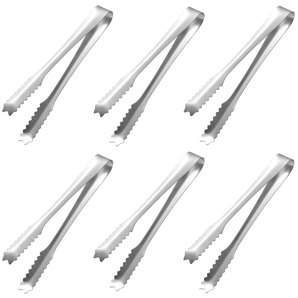 6 Pieces Ice Tongs Mini Sugar Tongs Stainless Steel Appetizers Tongs Food Serving Tongs Ice Cube Tongs Sugar Cube Tongs Barbecue